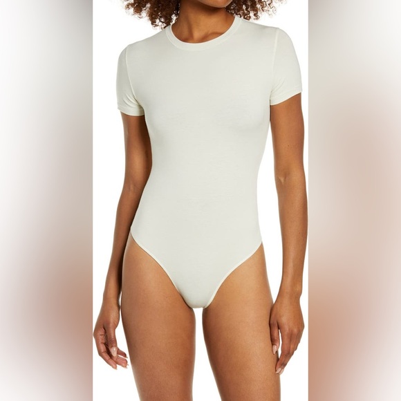 SKIMS Stretch Cotton Jersey T-Shirt Bodysuit, LIMITED EDITION BONE, BN, XXS, $62 - Picture 2 of 9